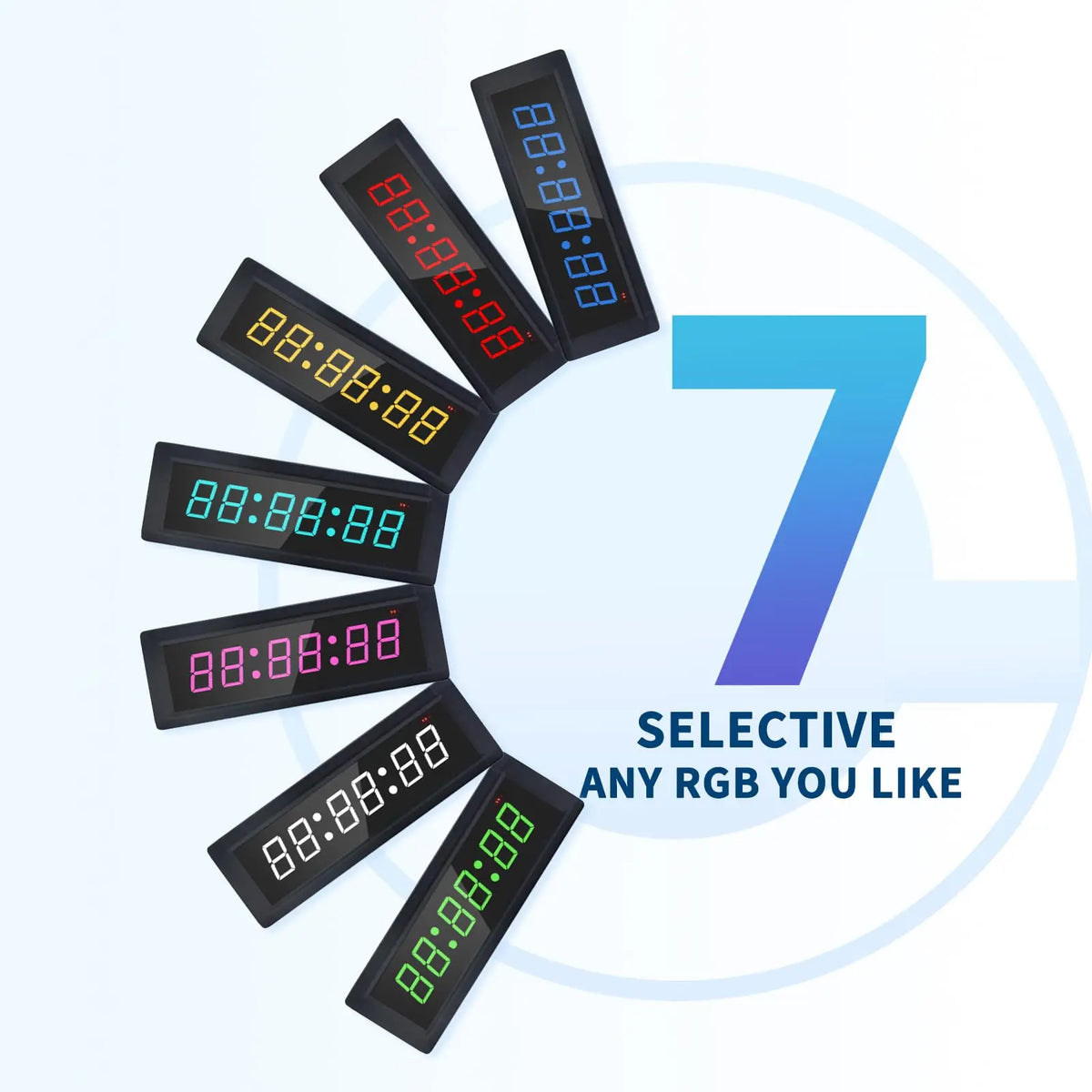 Chronomètre Minuteur Sport - Minuteur de Fitness LED 7 Couleurs, Multifonction 6 Chiffres