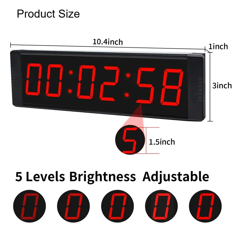 Chronometre Minuteur Sport - Minuteur de Fitness LED Rouge, Multifonction 6 Chiffres