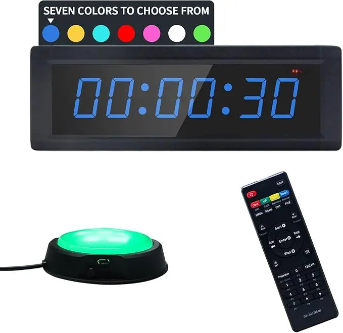 Chronomètre Minuteur Sport - Minuteur de Fitness LED 7 Couleurs, Multifonction 6 Chiffres