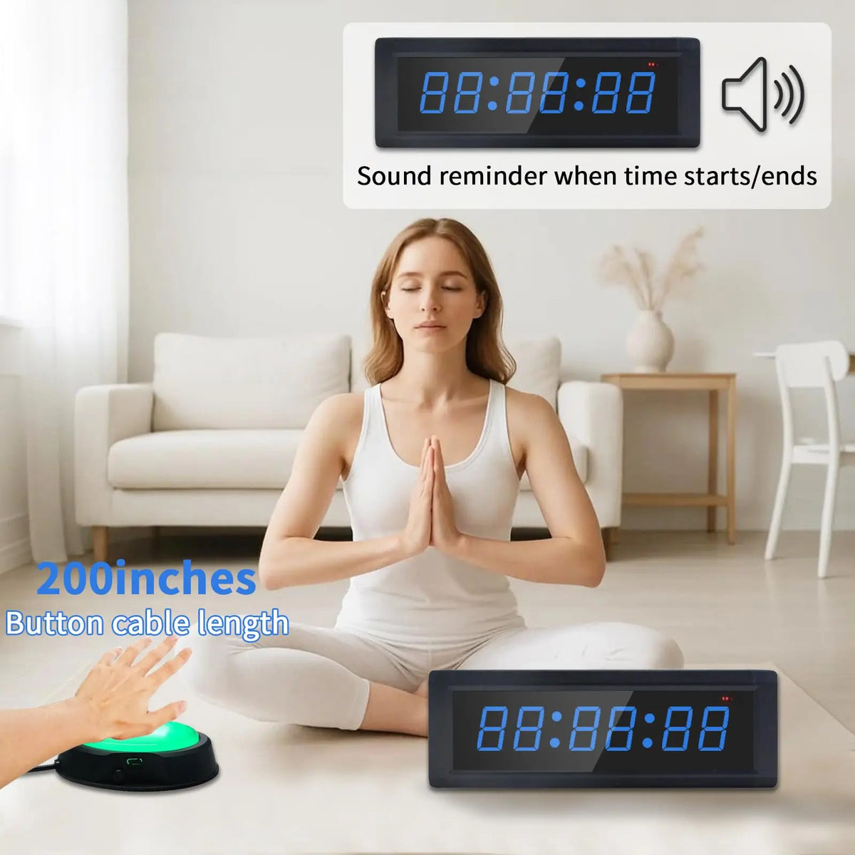 Chronomètre Minuteur Sport - Minuteur de Fitness LED 7 Couleurs, Multifonction 6 Chiffres